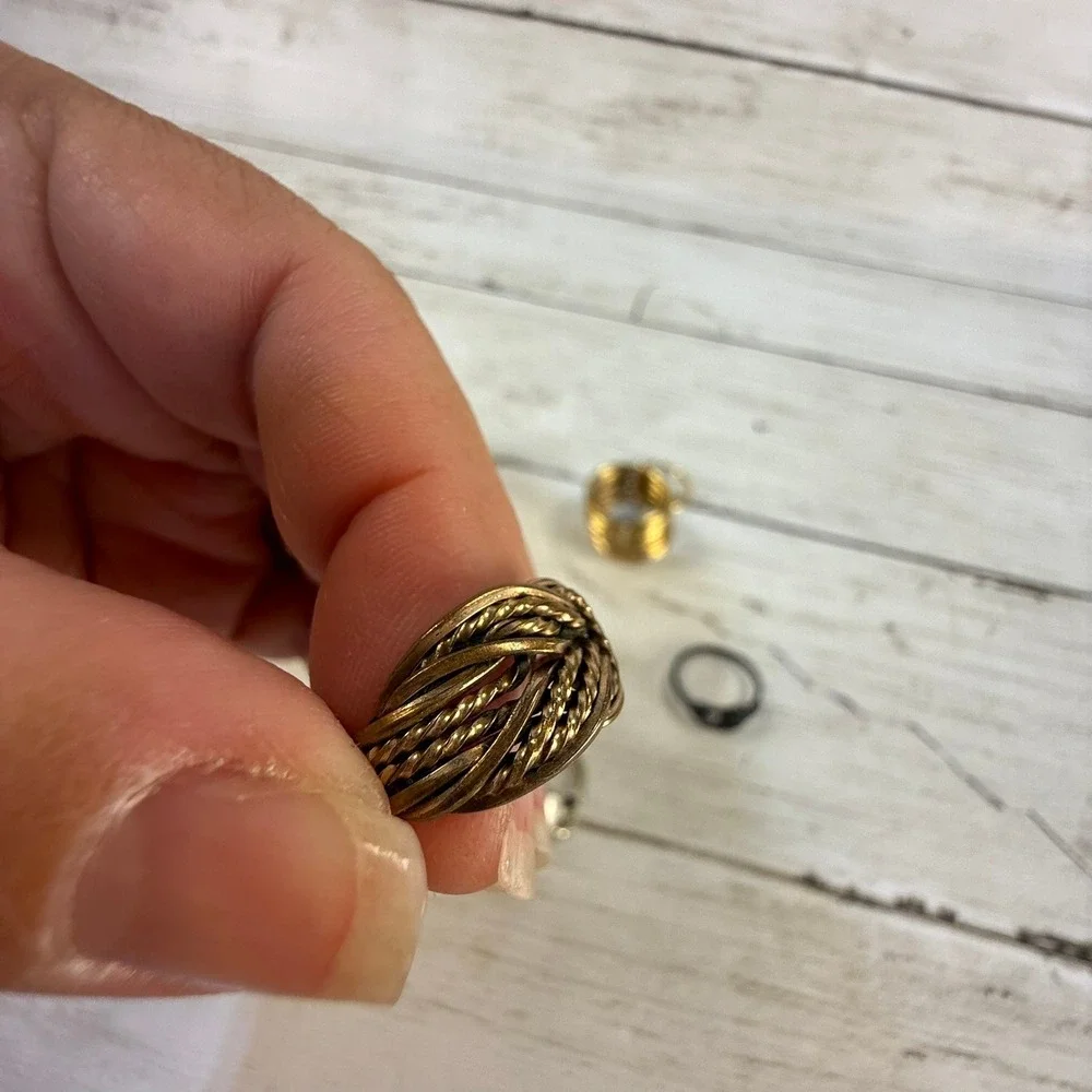 Mixed Fashion Ring Lot Skull Gothic Boho Stacking‎ Rings Gold Silver Black 5pc